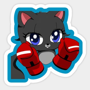 Boxing Black Cat Sticker